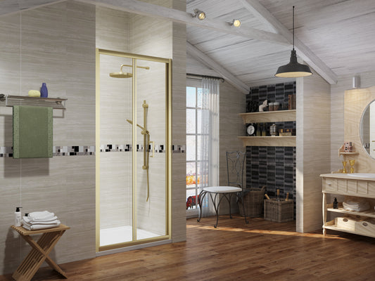 Premium Brushed Brass Bi Fold Shower door - 6mm Glass - KW Bathrooms - kwbathrooms.co.uk
