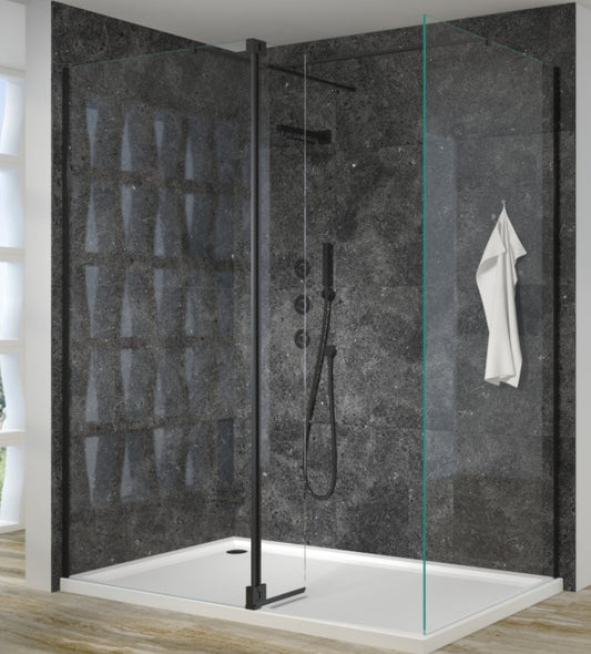 Luxury Black Wetroom Screens - 8mm Glass - KW Bathrooms - kwbathrooms.co.uk