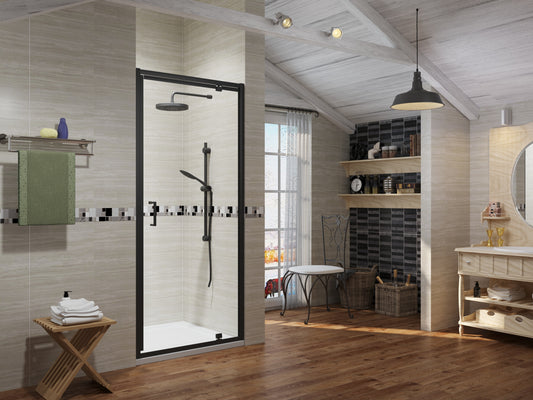 Premium Black Pivot Shower Door - 6mm Glass - KW Bathrooms - kwbathrooms.co.uk
