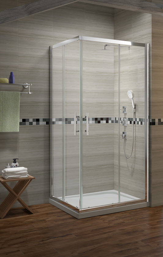 Premium Chrome Corner Entry Shower Enclosure - 6mm Glass - KW Bathrooms - kwbathrooms.co.uk