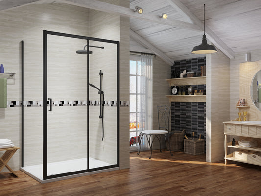 Premium Black Sliding Shower Door - 6mm Glass - KW Bathrooms - kwbathrooms.co.uk