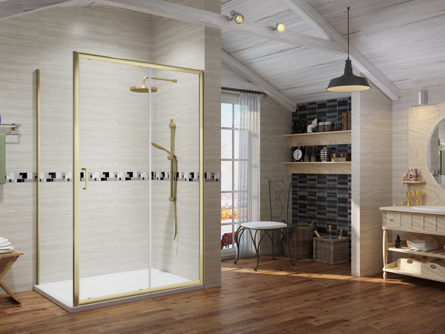 Premium 6mm Shower Side Panels - Available in Chrome, Black and Brushed Brass Finishes - KW Bathrooms - kwbathrooms.co.uk