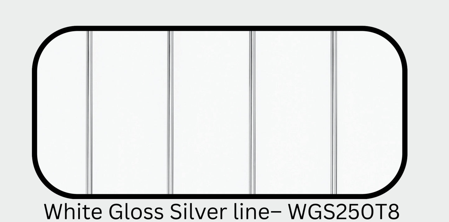 White Gloss Chrome Ceiling PVC Panel - 8mm