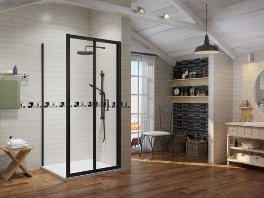 Luxury Matt Black Sliding Shower Door - 8mm Glass