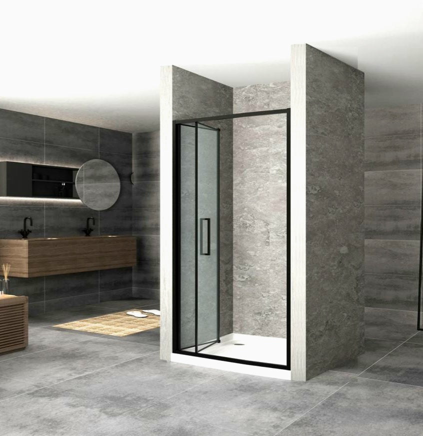 Black Bi Fold Shower doors - (4 sizes available) - FREE SHIPPING (UK) - KW Bathrooms