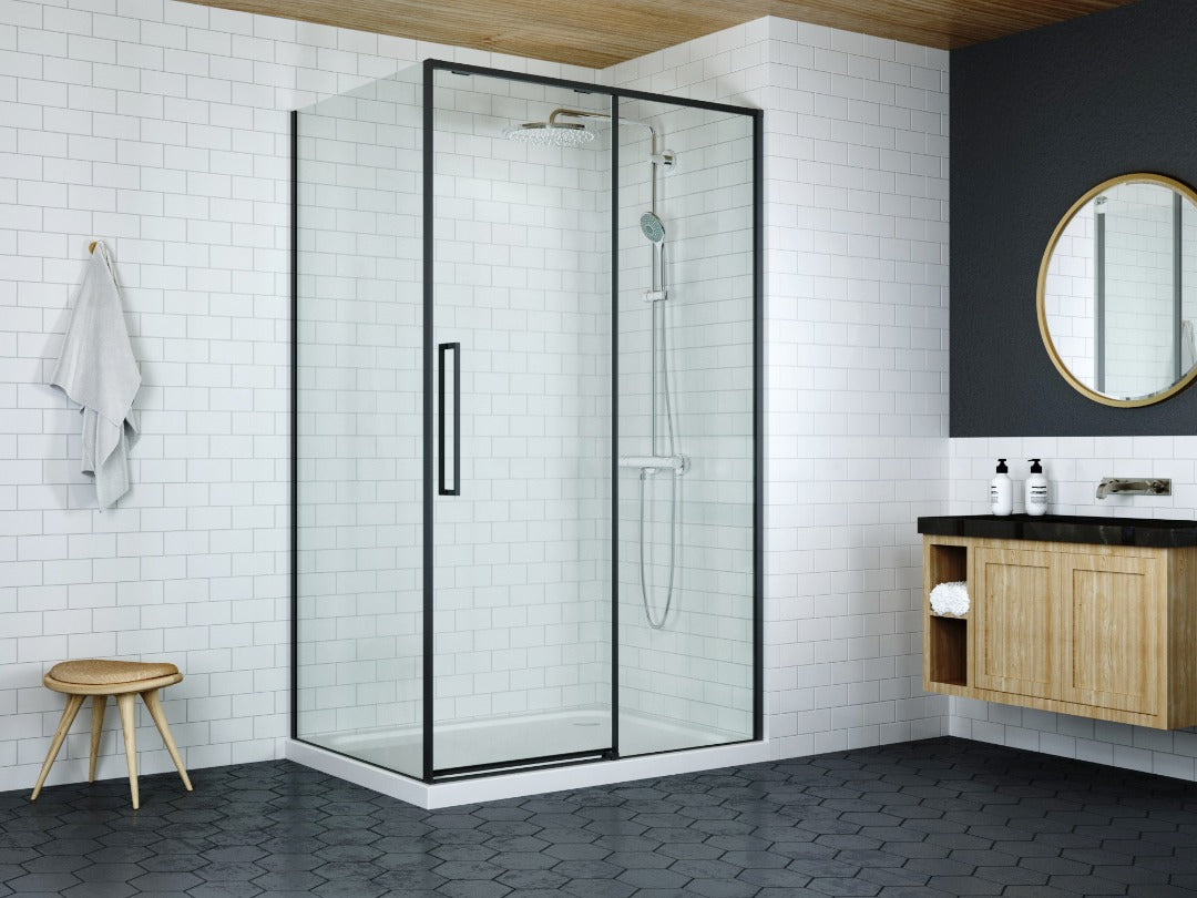 Black Sliding Shower doors (3 sizes available) - FREE SHIPPING (UK) - KW Bathrooms