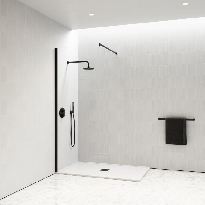 Black Wetroom Screens (Flipper Panel, 4 sizes available) - FREE SHIPPING (UK) - KW Bathrooms