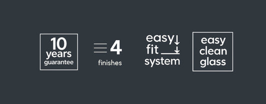 KW Bathrooms - 10 years guarantee- 4 finishes - easy fit system - easy clean glass - kwbathrooms.co.uk