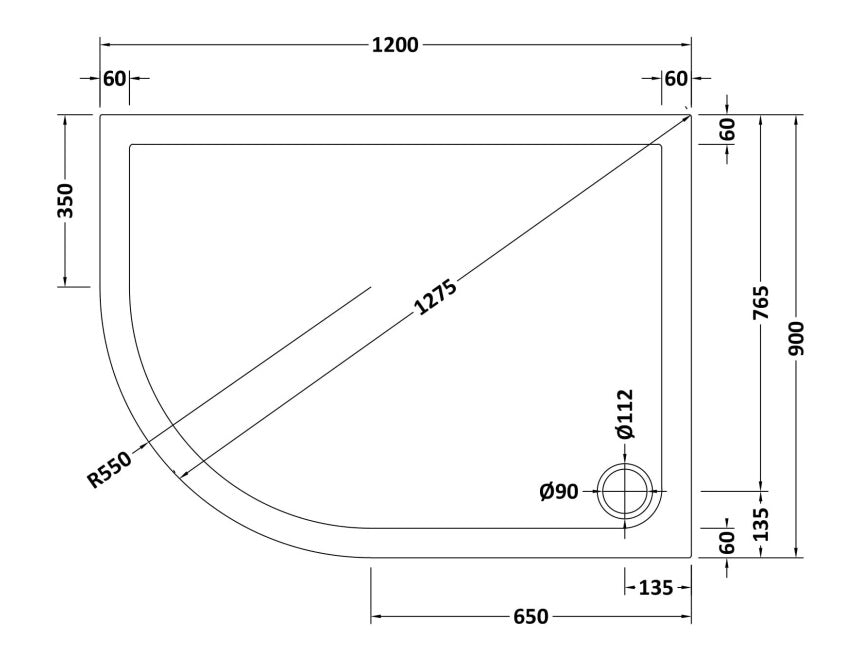 Natural Stone Left Hand Offset Quadrant Shower Tray - KW Bathrooms