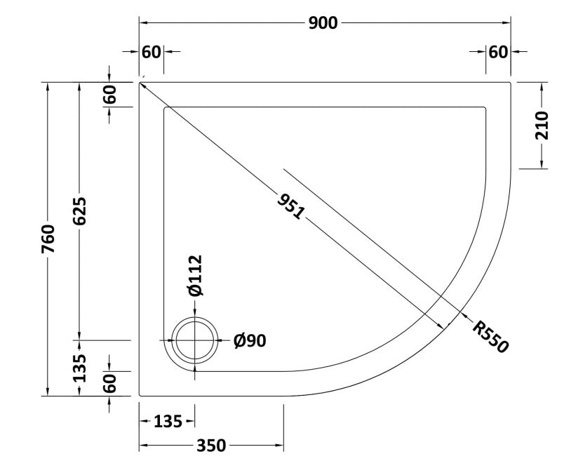 Natural Stone Left Hand Offset Quadrant Shower Tray - KW Bathrooms