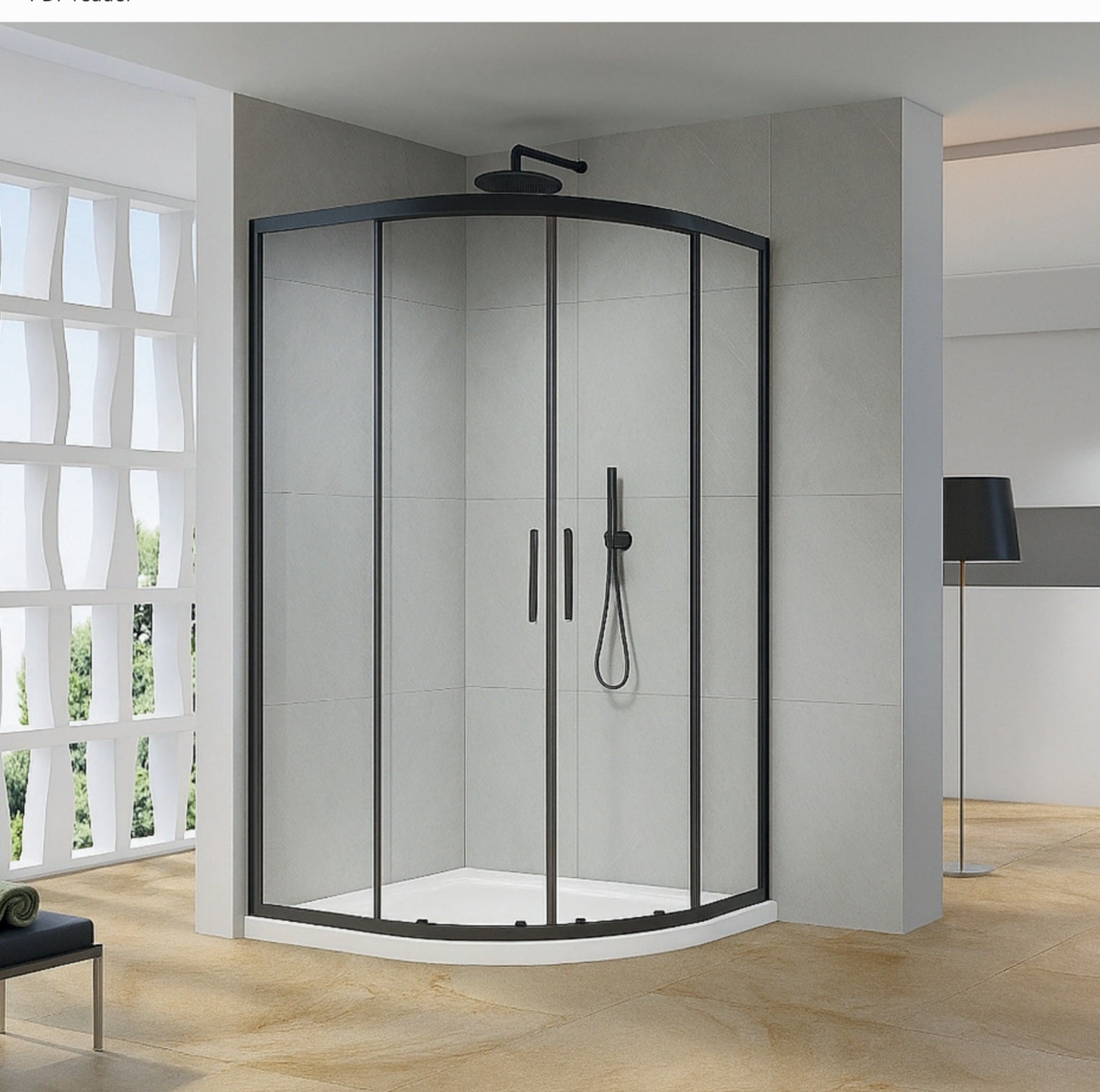 Luxury Matt Black 8mm Quadrant Shower Enclosure - Main View - KW Bathrooms
