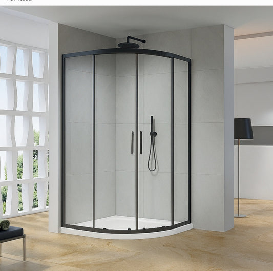 Luxury Matt Black 8mm Quadrant Shower Enclosure - Main View - KW Bathrooms