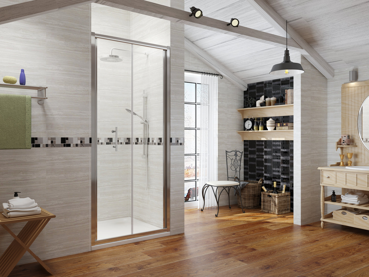 Premium Chrome Sliding Shower Door - 6mm Glass