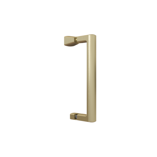 Premium Brushed Brass 6mm Pivot Shower Door - Handle Detail - KW Bathrooms