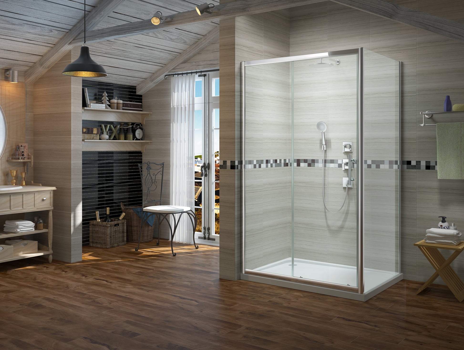 Premium Chrome Sliding Shower Door with Side Panel- 6mm Glass - KW Bathrooms - kwbathrooms.co.uk