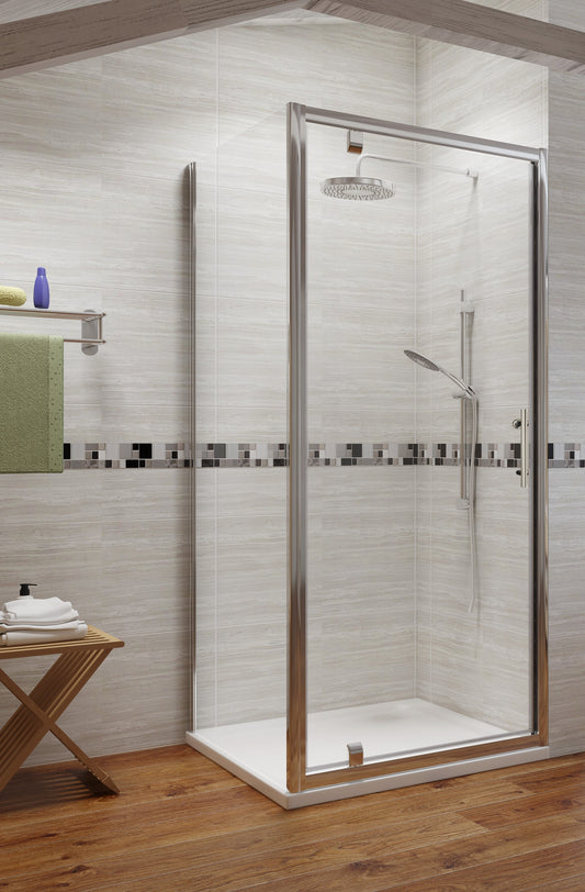 Premium Pivot Shower Door - 6mm Glass - KW Bathrooms - kwbathrooms.co.uk