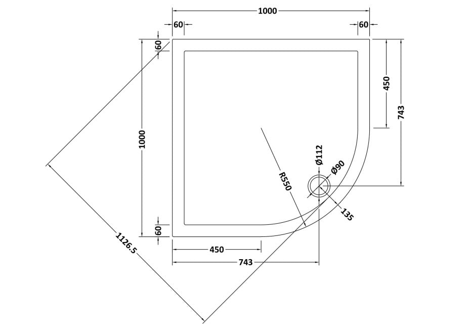 Natural Stone Quadrant (corner) Shower Trays (3 sizes available) - KW Bathrooms