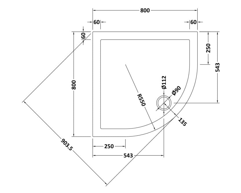 Natural Stone Quadrant (corner) Shower Trays (3 sizes available) - KW Bathrooms