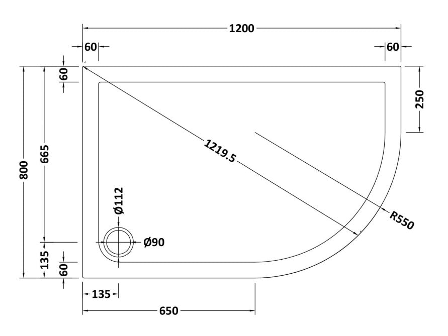 Natural Stone Right Hand Offset Quadrant Shower Tray - KW Bathrooms