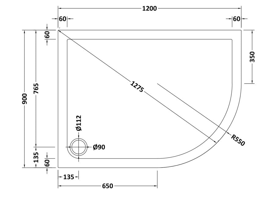 Natural Stone Right Hand Offset Quadrant Shower Tray - KW Bathrooms