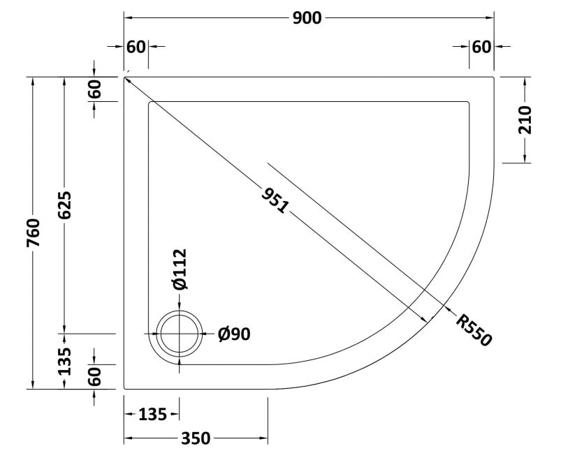 Natural Stone Right Hand Offset Quadrant Shower Tray - KW Bathrooms