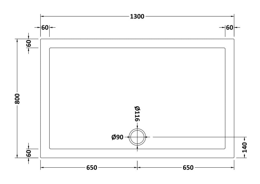 Natural Stone Rectangular Shower Tray (centre waste hole - 20 sizes available) - KW Bathrooms