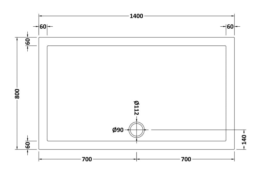 Natural Stone Rectangular Shower Tray (centre waste hole - 20 sizes available) - KW Bathrooms