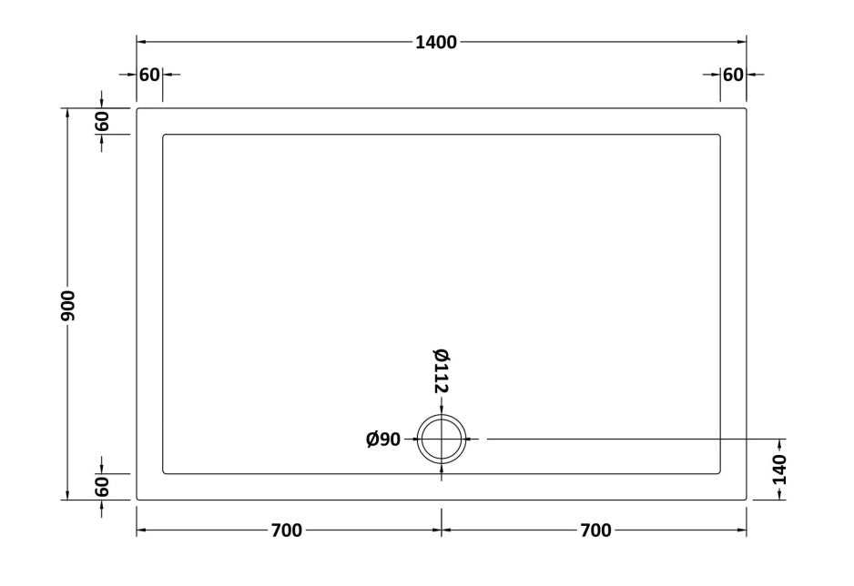 Natural Stone Rectangular Shower Tray (centre waste hole - 20 sizes available) - KW Bathrooms