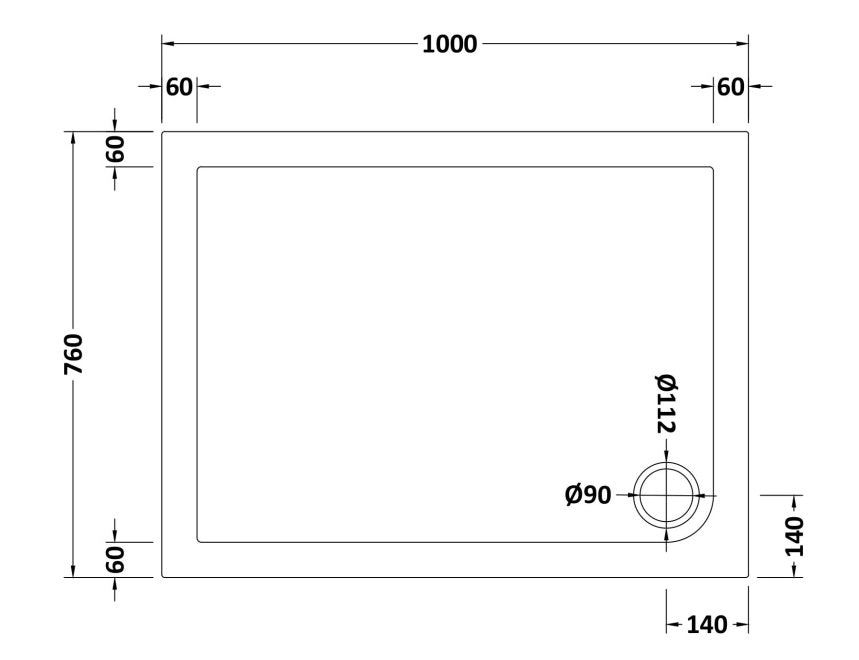 Natural Stone Rectangular Shower tray (corner waste hole - 15 sizes available) - KW Bathrooms