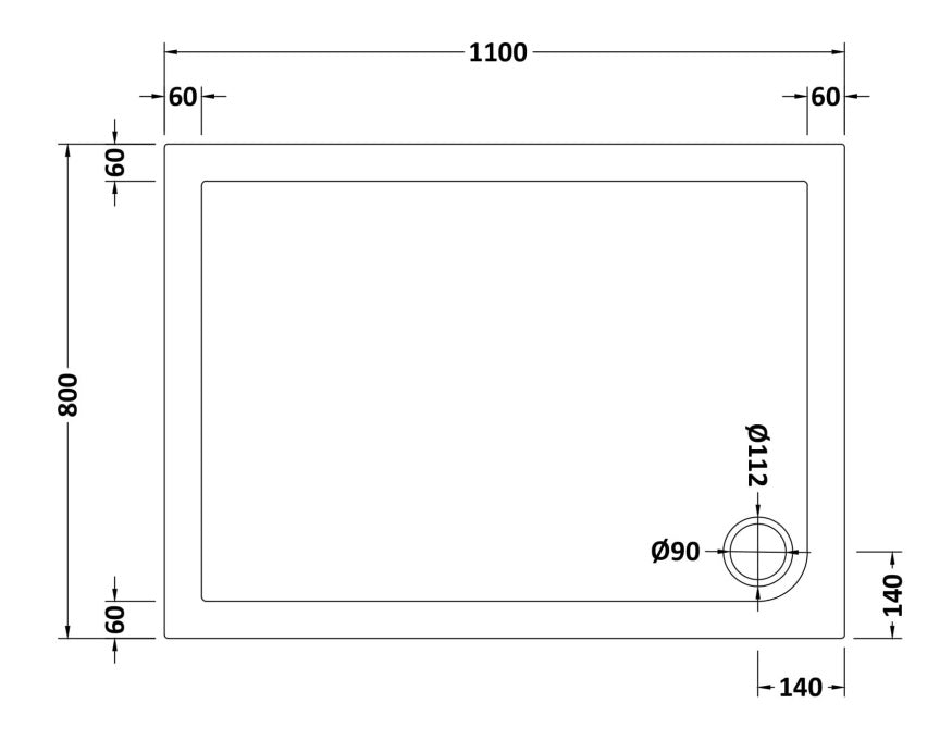 Natural Stone Rectangular Shower tray (corner waste hole - 15 sizes available) - KW Bathrooms