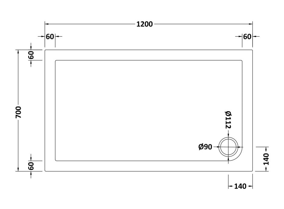 Natural Stone Rectangular Shower tray (corner waste hole - 15 sizes available) - KW Bathrooms