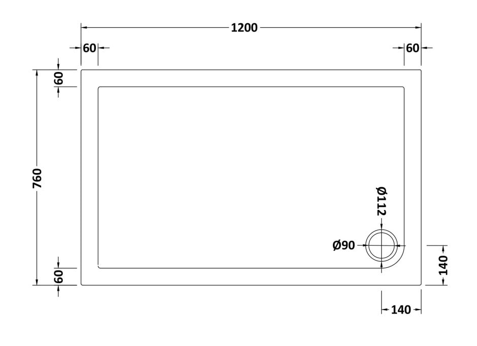 Natural Stone Rectangular Shower tray (corner waste hole - 15 sizes available) - KW Bathrooms