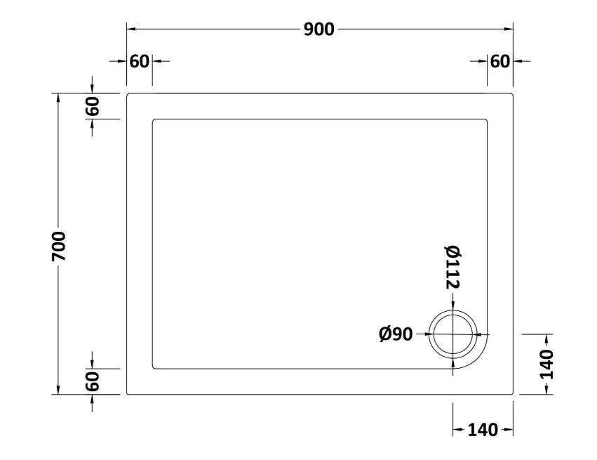 Natural Stone Rectangular Shower tray (corner waste hole - 15 sizes available) - KW Bathrooms