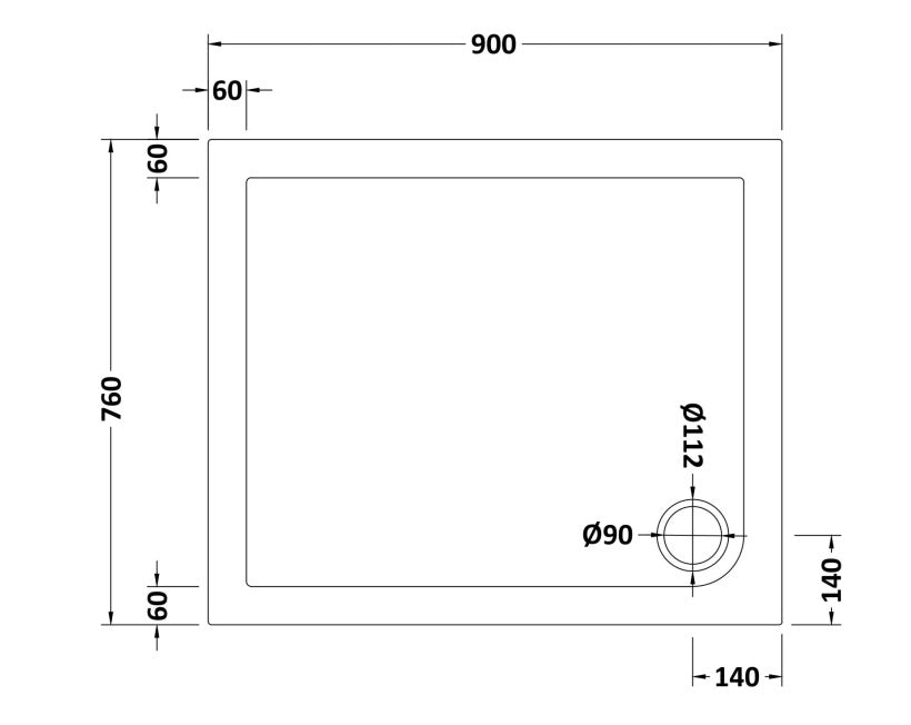 Natural Stone Rectangular Shower tray (corner waste hole - 15 sizes available) - KW Bathrooms