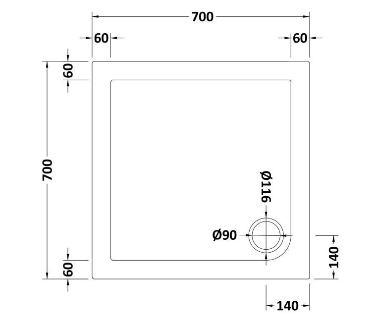 Natural Stone Square Shower Tray (5 sizes available) - KW Bathrooms