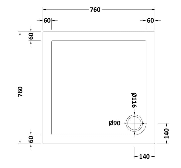 Natural Stone Square Shower Tray (5 sizes available) - KW Bathrooms