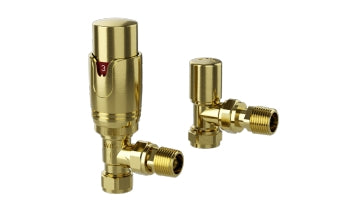 Thermostatic Angled Radiator Valves - Twin Pack - KW Bathrooms - kwbathrooms.co.uk