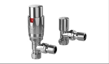 Thermostatic Angled Radiator Valves - Twin Pack - KW Bathrooms - kwbathrooms.co.uk