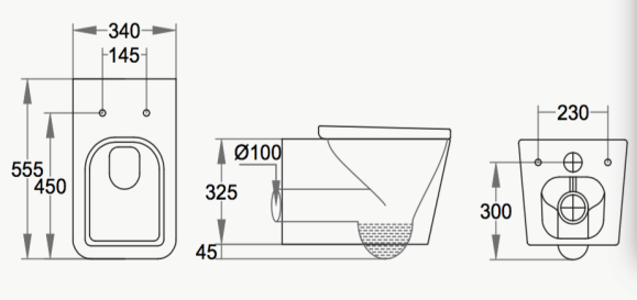 Square Back To Wall Pan with soft close seat - KW Bathrooms