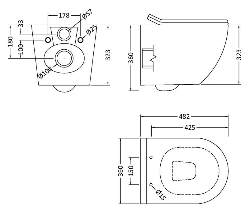 Round Wall Hung Pan with soft close seat - KW Bathrooms