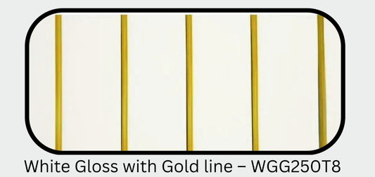 White Gloss Gold Ceiling PVC Panel - 8mm