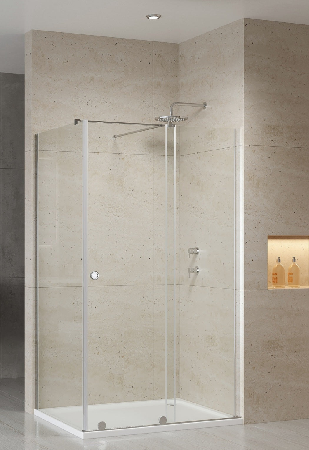 Luxury Chrome Frameless Phantom Sliding Shower Door - 8mm Glass