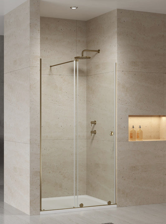 Luxury Brushed Brass Frameless Phantom Sliding Shower Door - 8mm Glass