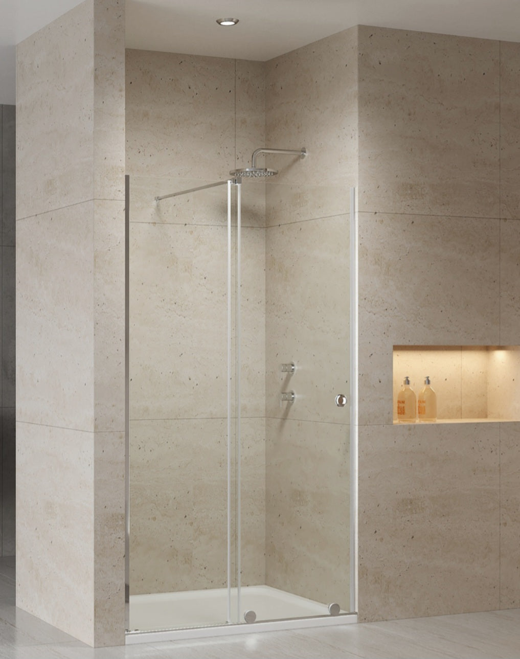 Luxury Chrome Frameless Phantom Sliding Shower Door - 8mm Glass
