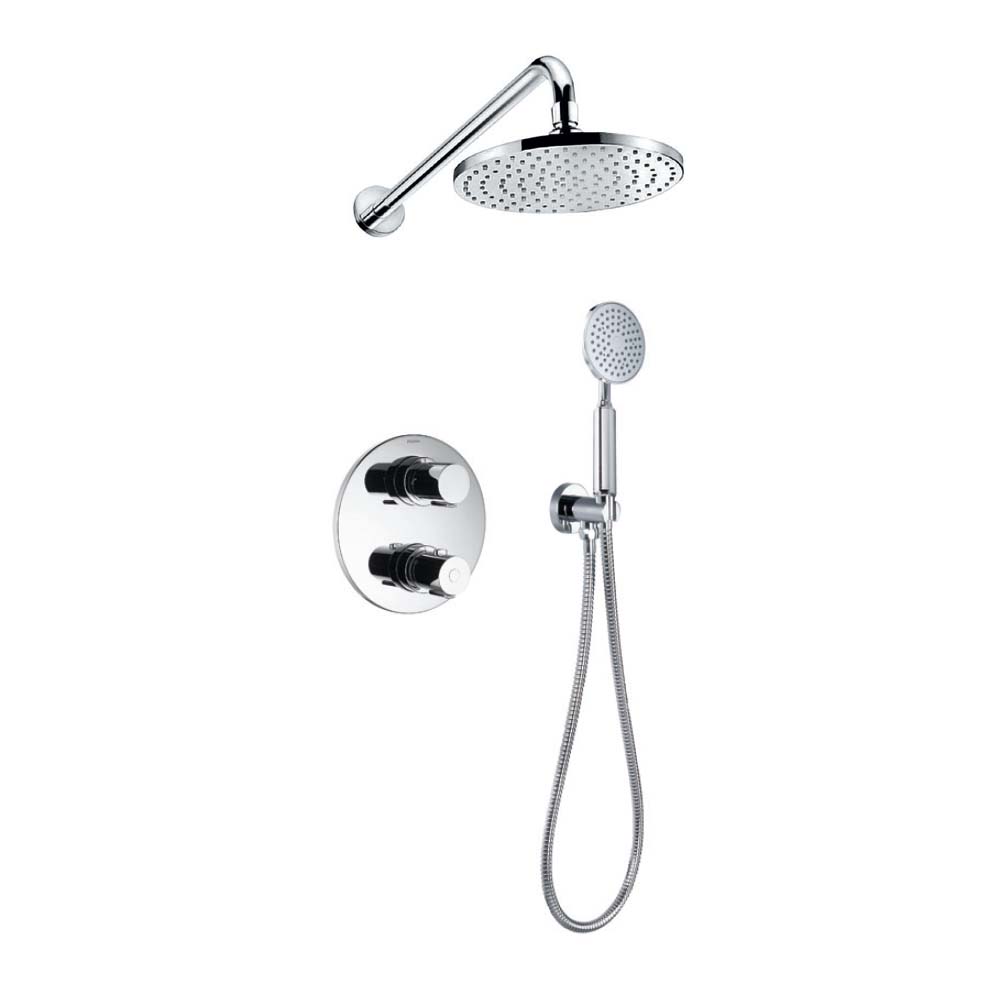 FLOVA Allore Thermostatic 2-Outlet Shower Valve with Fixed Head and Hand Shower kit - KW Bathrooms