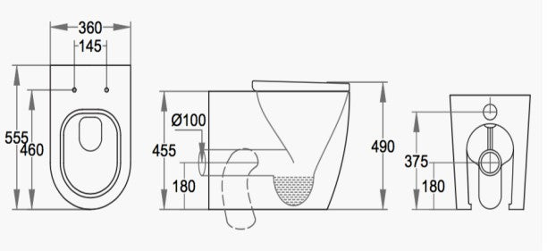 Comfort Height Back to Wall Pan - KW Bathrooms