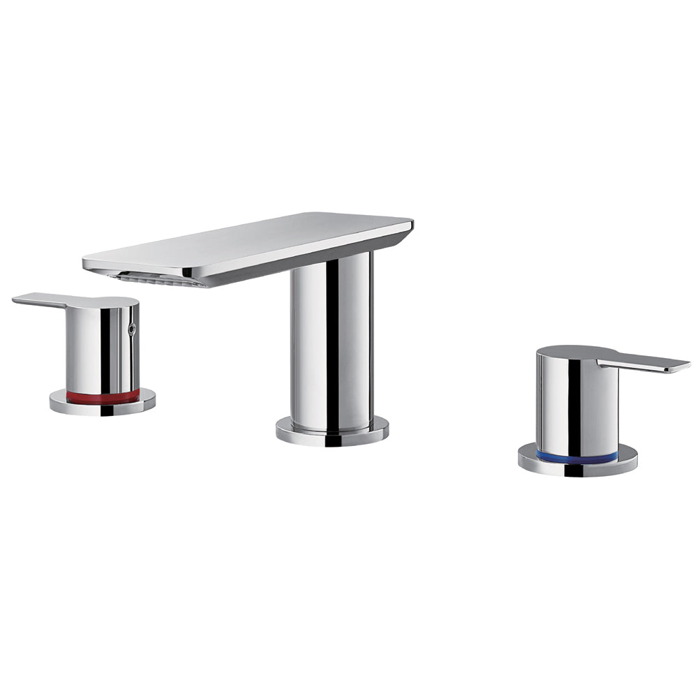 FLOVA Spring 3-hole Deck Mounted Basin Mixer with Slotted Clicker Waste Set - KW Bathrooms