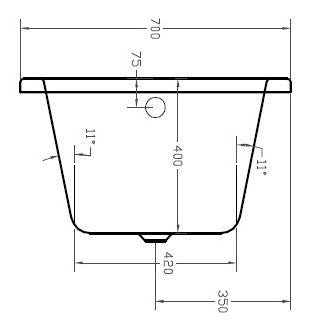 Square Single Ended Straight Bath - KW Bathrooms